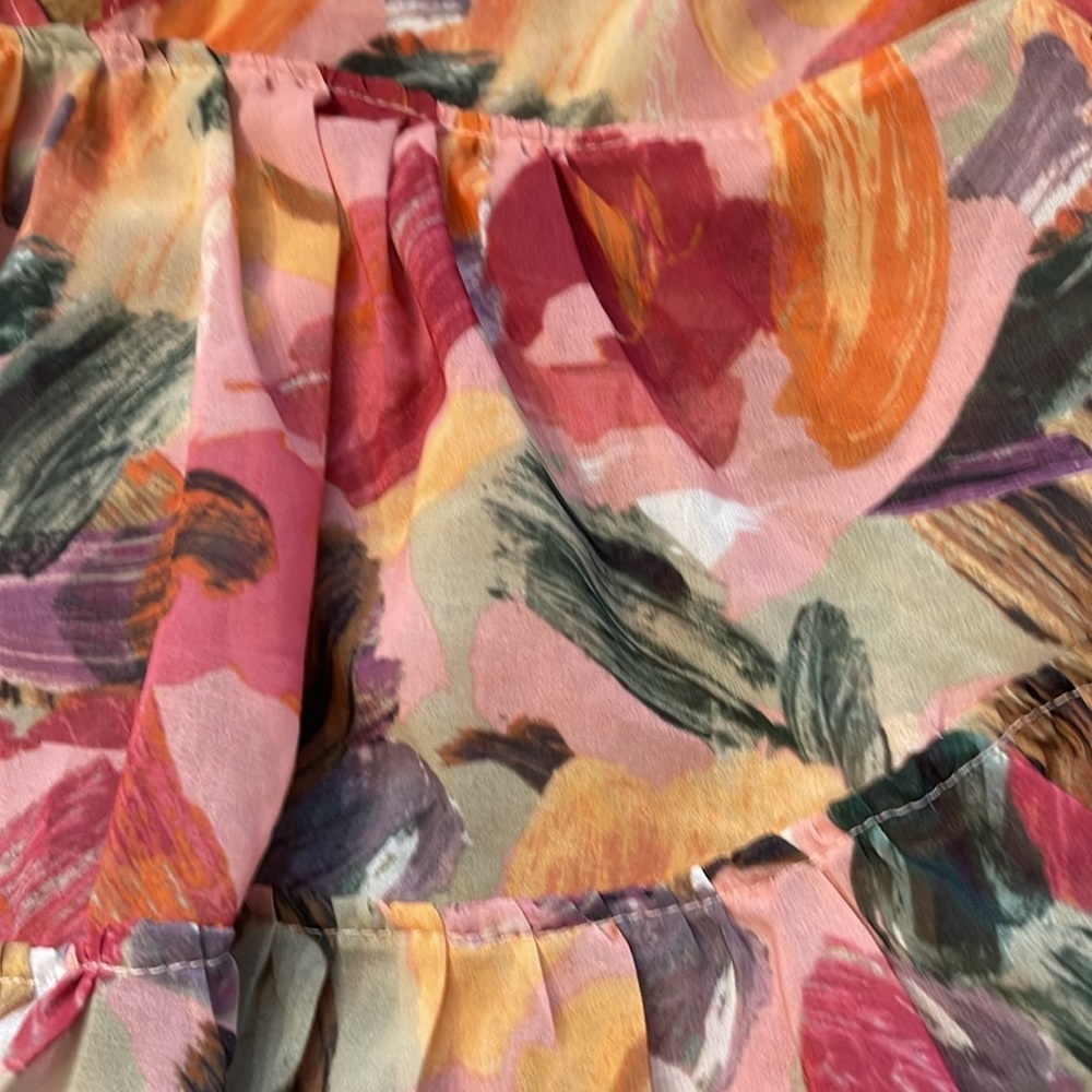 Abstract Print Bell Sleeve Blouse - Picture 2 of 5